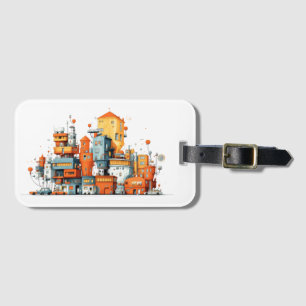 Cartoon City Animated Luggage Tag – Colourful Urba