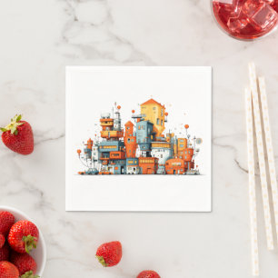 Cartoon City Colourful Napkins – Animated Urban