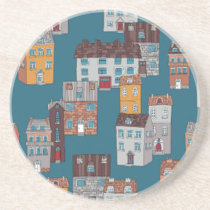 Cartoon City Vintage Wallpaper Coaster