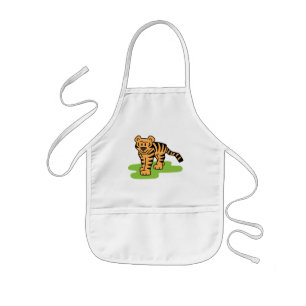 Cartoon Clip Art Bengal Tiger Big Cat with Stripes Kids Apron