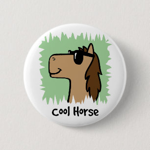 Cartoon Clip Art Cool Horse Wearing Sunglasses 2 Inch Round Button