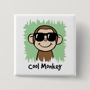Cartoon Clip Art Cool Monkey with Sunglasses 2 Inch Square Button