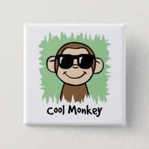 Cartoon Clip Art Cool Monkey with Sunglasses 2 Inch Square Button