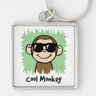 Cartoon Clip Art Cool Monkey with Sunglasses Keychain