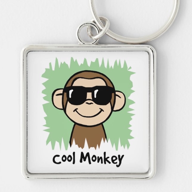 Cartoon Clip Art Cool Monkey with Sunglasses Keychain (Front)