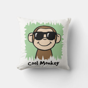 Cartoon Clip Art Cool Monkey with Sunglasses Throw Pillow