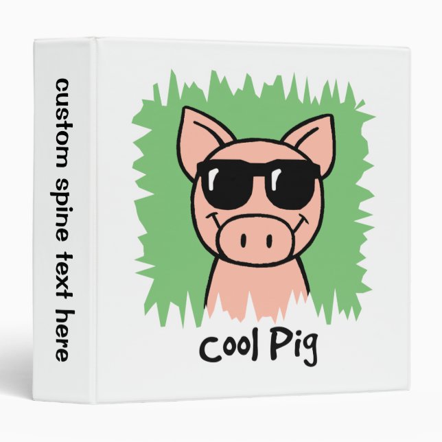 Cartoon Clip Art Cool Pig with Sunglasses Binder (Front/Spine)