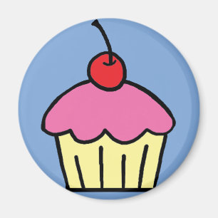 Cartoon Clip Art Cupcake Frosting Cherry Dessert Magnet