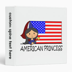 Cartoon Clip Art Cute American Princess Flag Binder