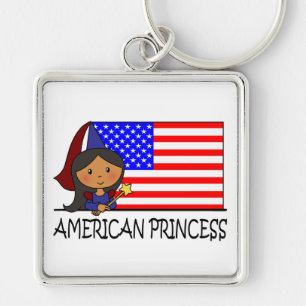 Cartoon Clip Art Cute American Princess Flag Keychain