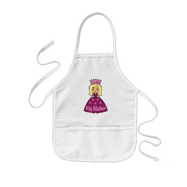 Cartoon Clip Art Cute Big Sister Princess Hearts Kids Apron (Front)