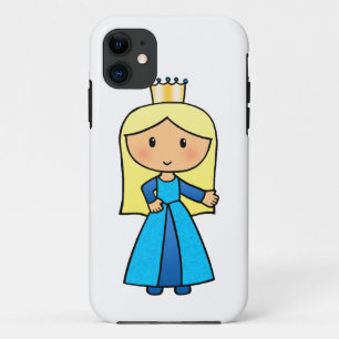 Cartoon Clip Art Cute Blonde Princess in Blue Dres iPhone 11 Case