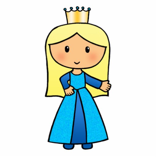 Cartoon Clip Art Cute Blonde Princess in Blue | Zazzle