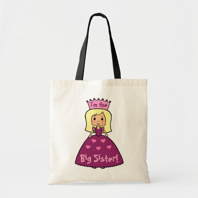 Cartoon Clip Art Cute I'm the Big Sister Princess Tote Bag (Front)
