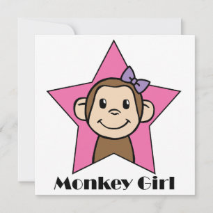 Cartoon Clip Art Cute Monkey Girl Birthday Party Invitation