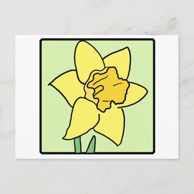 Cartoon Clip Art Daffodil Spring Garden Flower Postcard (Front)