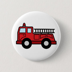 Cartoon Clip Art Firetruck Emergency Vehicle Truck 2 Inch Round Button