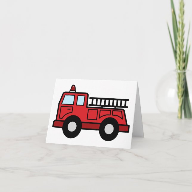 Cartoon Clip Art Firetruck Emergency Vehicle Truck Card (Front)