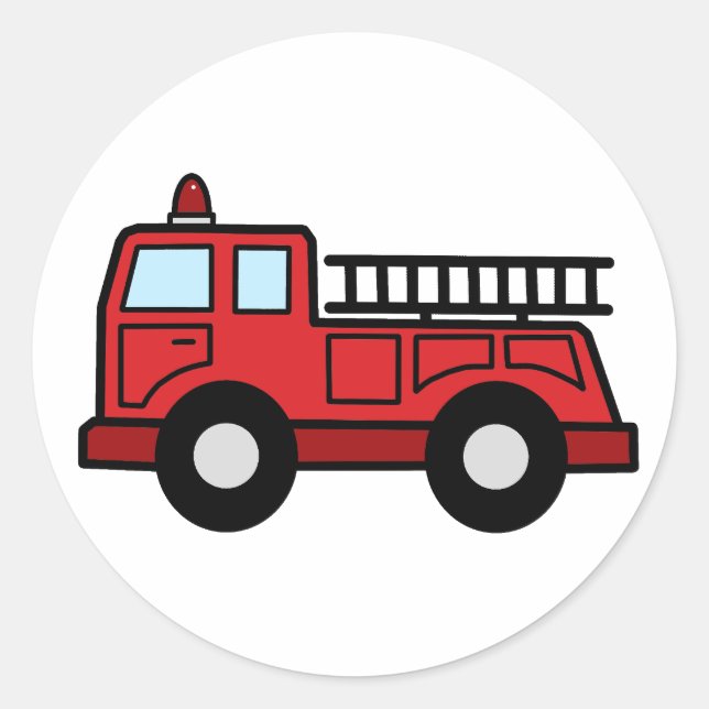 Cartoon Clip Art Firetruck Emergency Vehicle Truck Classic Round Sticker (Front)