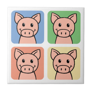 Cartoon Clip Art Laughing Piggie Piggy Pigs! Tile