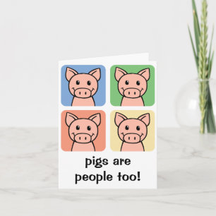 Cartoon Clip Art Pigs are People too! Piggy Piggie Card