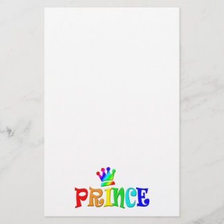 Cartoon Clip Art Rainbow Text, Prince and Crown Stationery