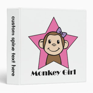 Cartoon Clip Art Smile Monkey Girl Pink Star Bow Binder
