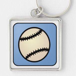 Cartoon Clip Art Sports, Baseball, Blue Background Keychain