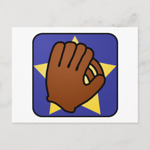 Cartoon Clip Art Sports Baseball Glove Gold Star Postcard