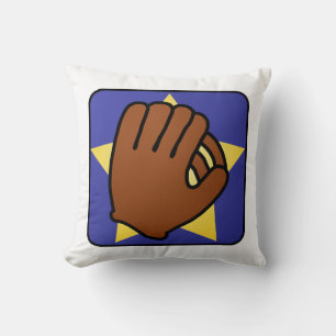 Cartoon Clip Art Sports Baseball Glove Gold Star Throw Pillow