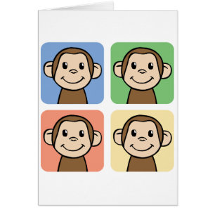 Cartoon Clip Art with 4 Happy Monkeys