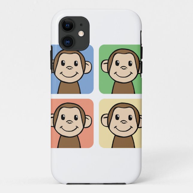 Cartoon Clip Art with 4 Happy Monkeys Case-Mate iPhone Case (Back)