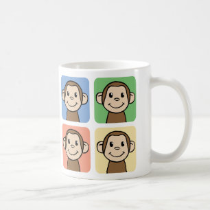 Cartoon Clip Art with 4 Happy Monkeys Coffee Mug