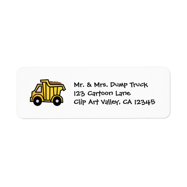 Cartoon Clip Art with a Construction Dump Truck (Front)