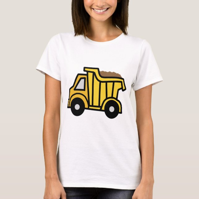 Cartoon Clip Art with a Construction Dump Truck T-Shirt (Front)