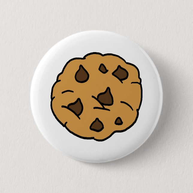 Cartoon Clipart HUGE Chocolate Chip Cookie Dessert 2 Inch Round Button (Front)