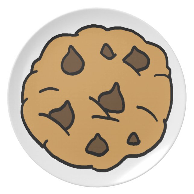 Cartoon Clipart HUGE Chocolate Chip Cookie Dessert Plate (Front)