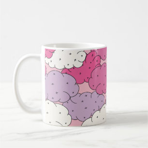 Cartoon clouds, fun vintage repeat. coffee mug