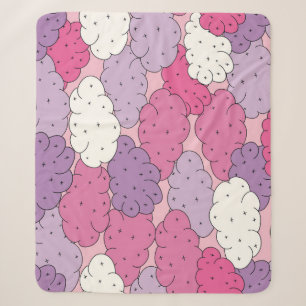 Cartoon clouds, fun vintage repeat. sherpa blanket