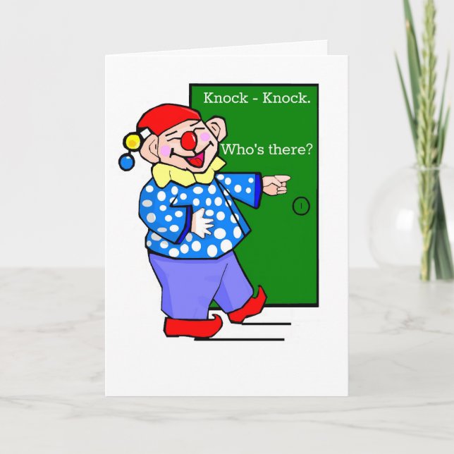 Cartoon Clown Knock-Knock Joke Birthday Card (Front)