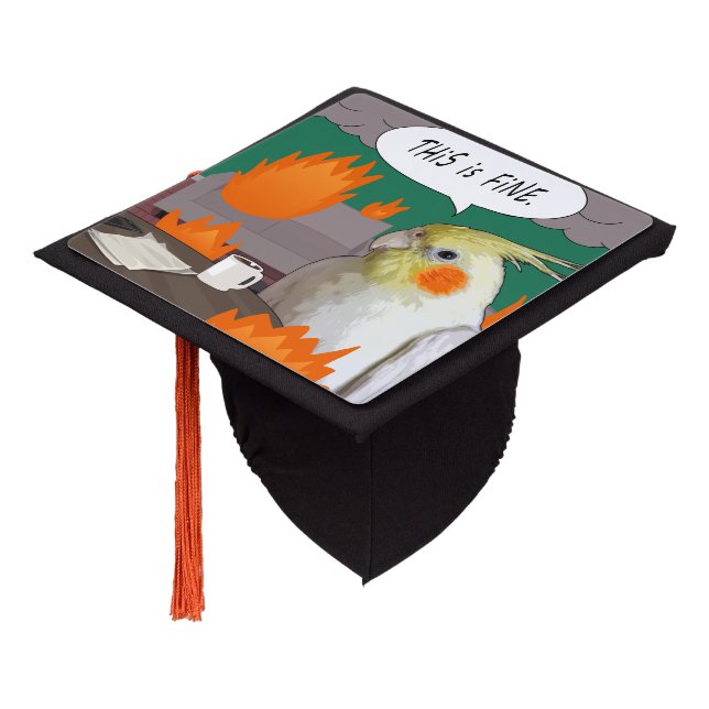 Cartoon Cockatiel Bird Meme Funny Topical 2024 Graduation Cap Topper (Angled)