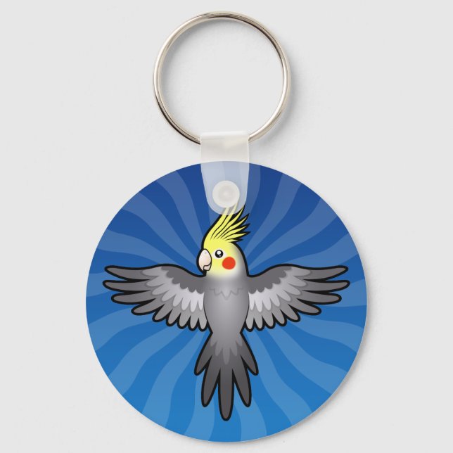 Cartoon Cockatiel Keychain (Front)