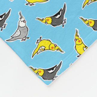Cartoon Cockatiels Pattern Fleece Blanket