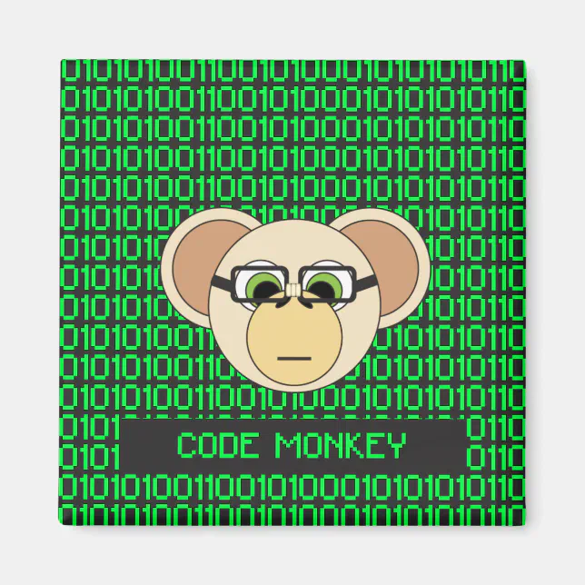 Cartoon Code Monkey Geek Magnet | Zazzle