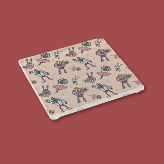 Cartoon Coffee Bean Dance Party Glass Coaster