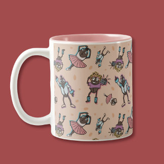 Cartoon Coffee Bean Dance Party Two-Tone Coffee Mug