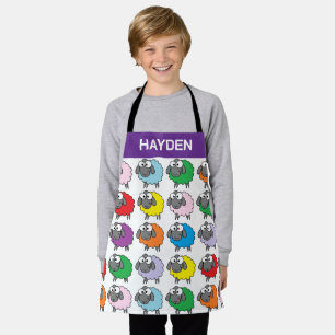 Cartoon Colorful Sheep Pattern Personalised Apron
