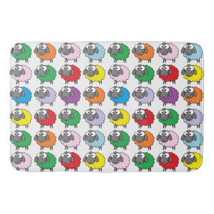 Cartoon Colourful Sheep Pattern Bath Mat