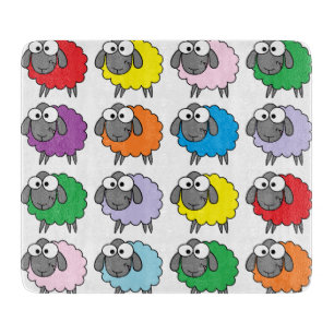Cartoon Colourful Sheep Pattern Cutting Board