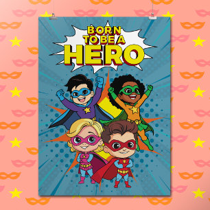 Cartoon Comic Book Superhero Inspirational Quote Poster